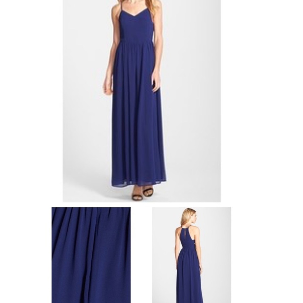 NEW! ADELYNE RAE Side Cut Outs Navy Blue Maxi Dress Festival Hoco Straps NWT